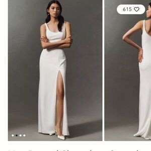 Mac Duggal White Maxi Dress with Slit